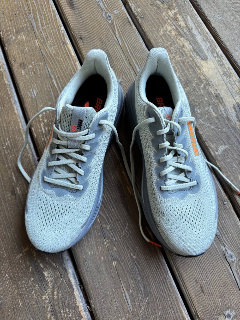 BROOKS Ghost 17 GTX Smoke-Primer Gray-Orange Running Shoes in Men's 9.5 - Picture 2 of 14